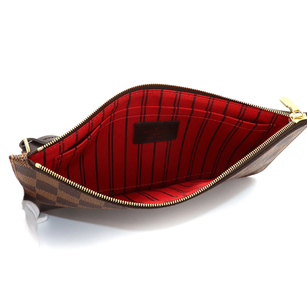 LOUIS VUITTON Brown Damier Leather Neverfull Pouch - Picture 5 of 7